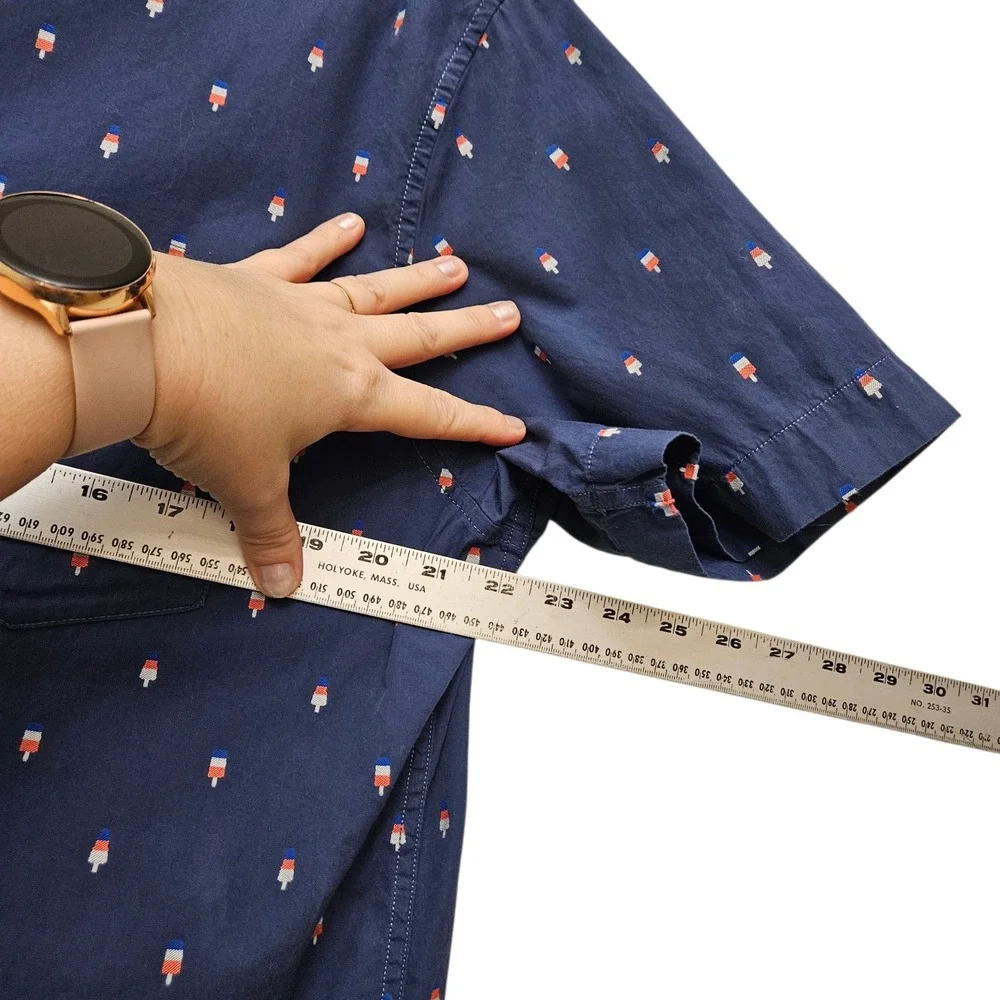 Banana Republic Mens‎ Slim Fit Short Sleeve Button Down Shirt Size L Popsicle